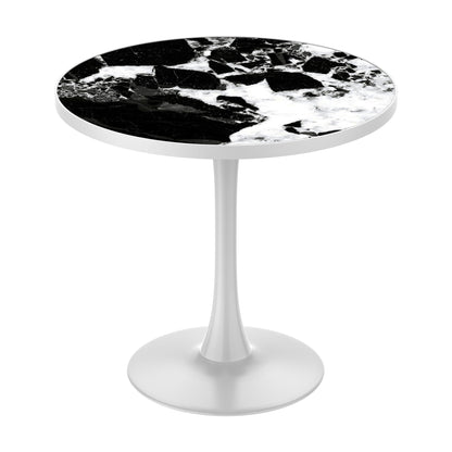 31.5' Round Modern Tulip Dining Table, Sintered Stone Tabletop with Luxury Faux Marble Print, Carbon Steel Bracket Base, Scratch & Wear Resistant, Waterproof Surface, Ideal for Indoor & Outdoor Use