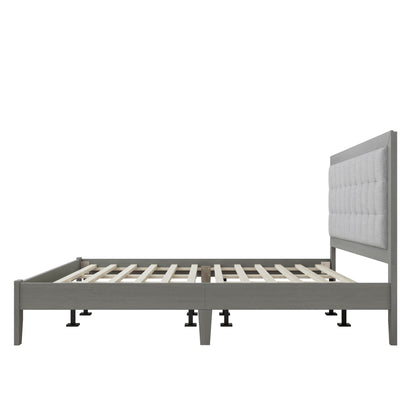 Solid Wood Platform Upholstered Headboard King Bed