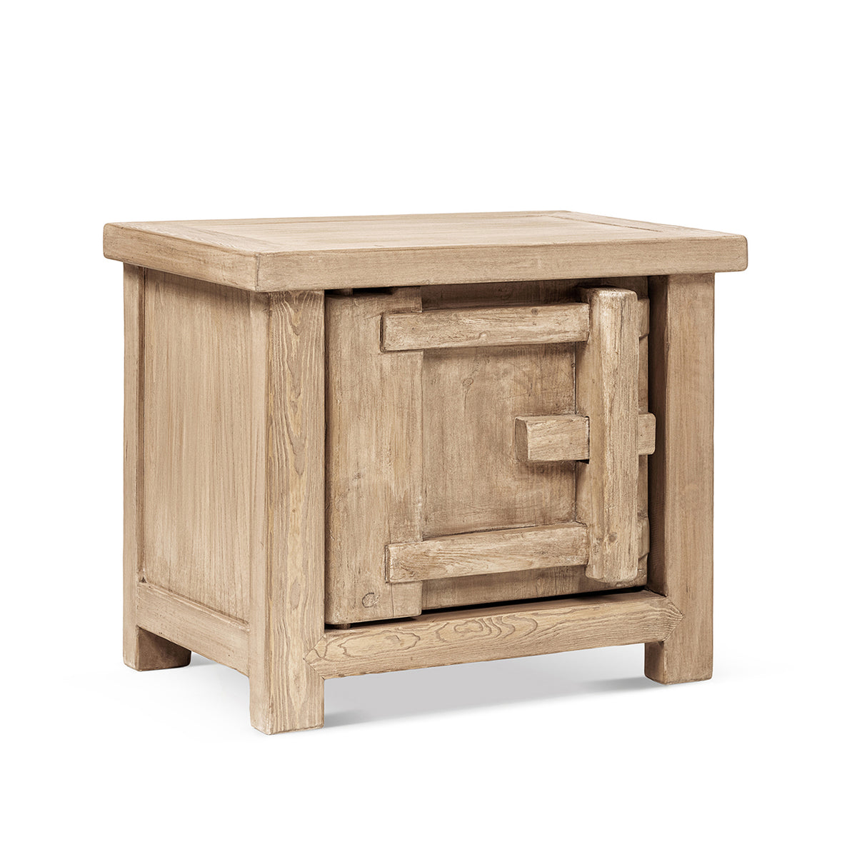 Rowan 28.5" Solid Reclaimed Pine Right Side Table, Natural Brown Reclaimed Pine