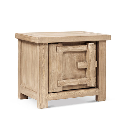 Rowan 28.5" Solid Reclaimed Pine Right Side Table, Natural Brown Reclaimed Pine