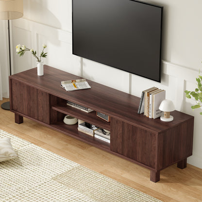 Modern TV Stand for Up to 70'' TVs, Large Media Console with Storage & Open Shelves, Stylish Entertainment Center for Living Room