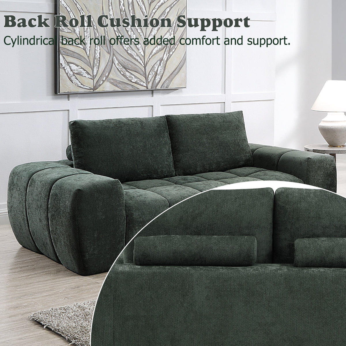 Medwin Green Linen Compressed Sofa