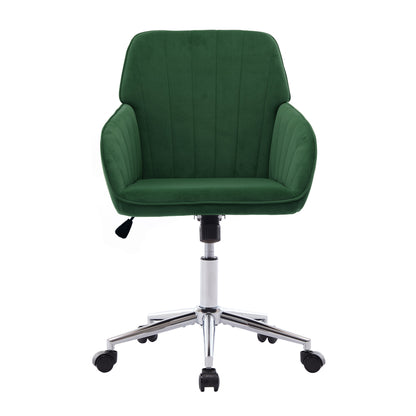 TY Adjustable Office Chair, Ergonomic Swivel Chair with Velvet Backrest Seat in Green, Comfortable for Long Sitting