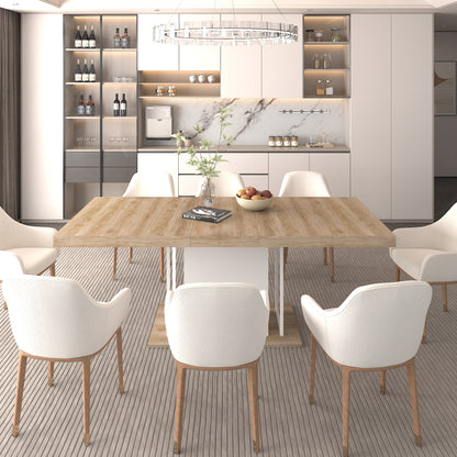 Rectangle extendable dining table for 6-10 people aged effect wood 160-200 cm