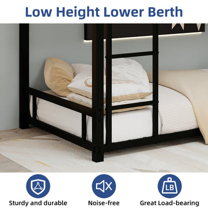 Metal Twin over Twin Bunk Bed/ Heavy-duty Sturdy Metal/ Noise Reduced/ Safety Guardrail,Black