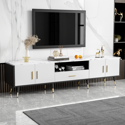 71'' Modern TV Stand with 2 Cabinets&  Open Compartments, Entertainment Center for TVs up to 80'', Television Console for Living Room, Bedroom, Home Theatre