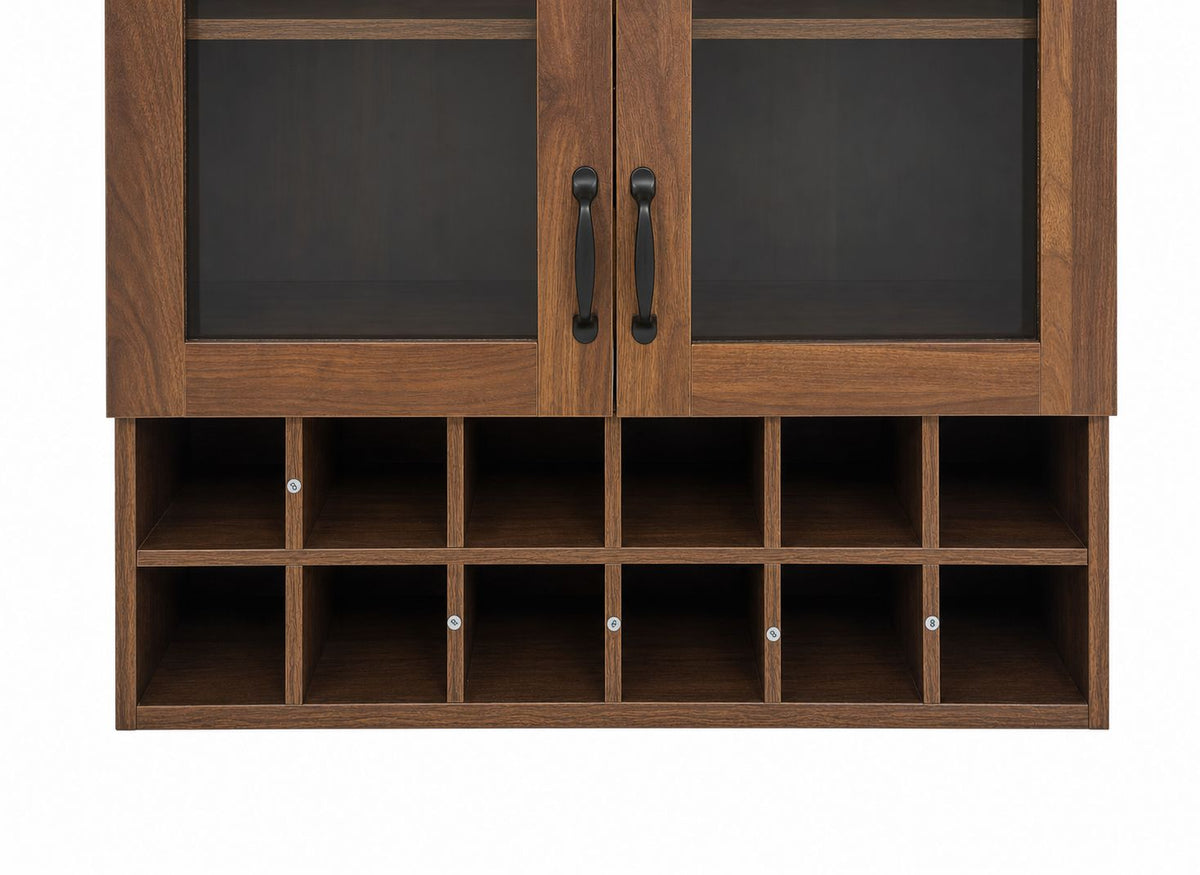 Wall-Mounted Wine Cabinet with Glass Doors, Hanging Wine Rack Storage Cabinet for Home Kitchen Dining Room