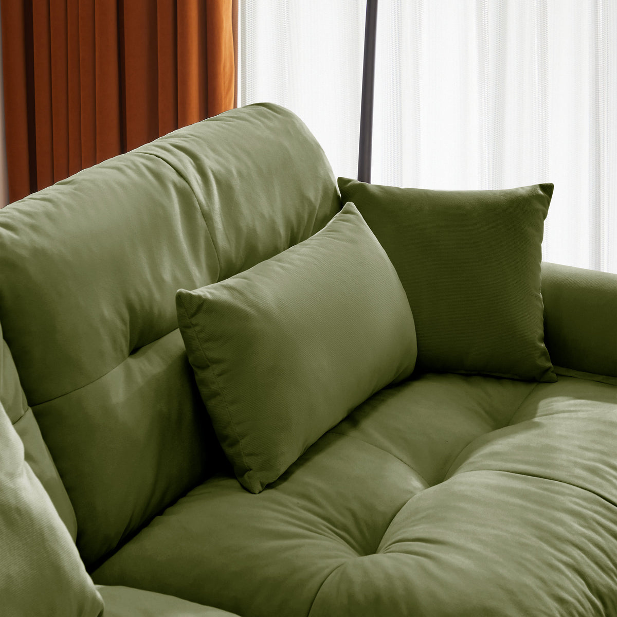 Milano Sofa RSF W/3 pillows - Olive green
