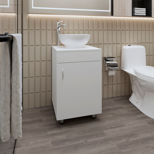 FM FURNITURE Loli Bathroom Vanity with Integrated Sink, White