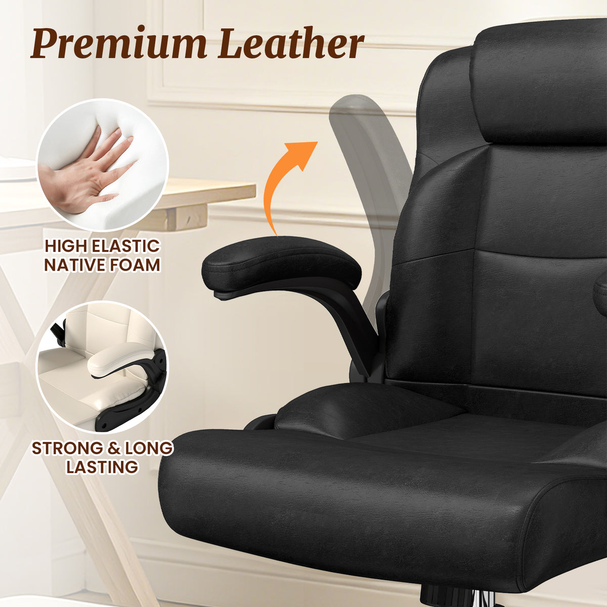 Cross Legged Office Chair with Arms, Wide Criss Cross Chair with Wheels, 360° Rotating Footrest, Height Adjustable Swivel Chair for ADHD,  Ergonomic Office Chair for Home Office Relaxing