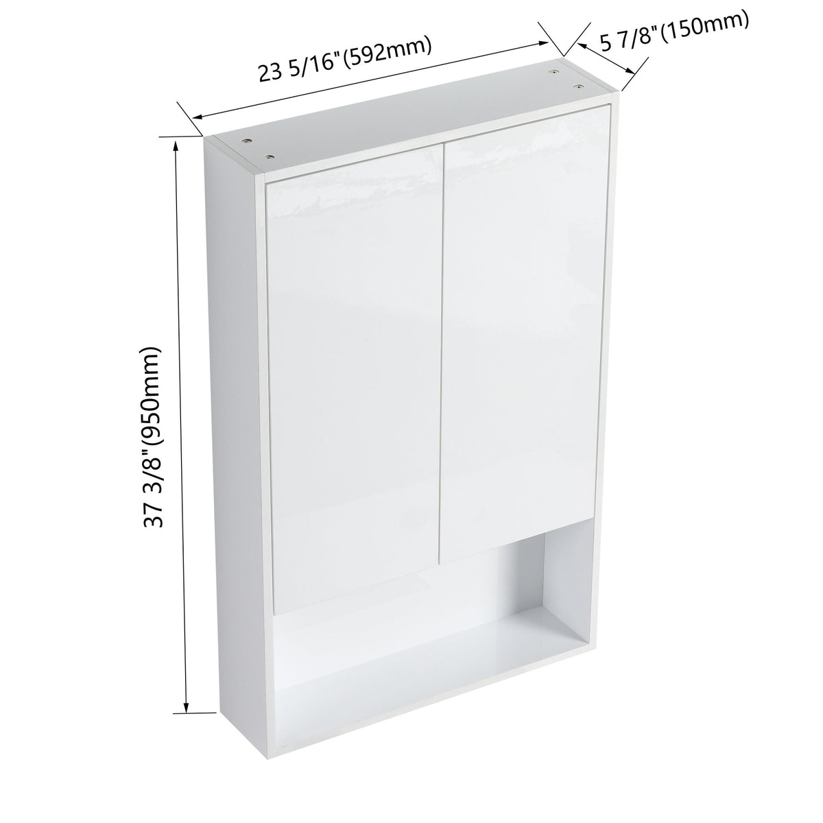 24" Bathroom Wall Cabinet, Soft Close Doors, Float Mounting Design,Glossy White,(KD-Packing)