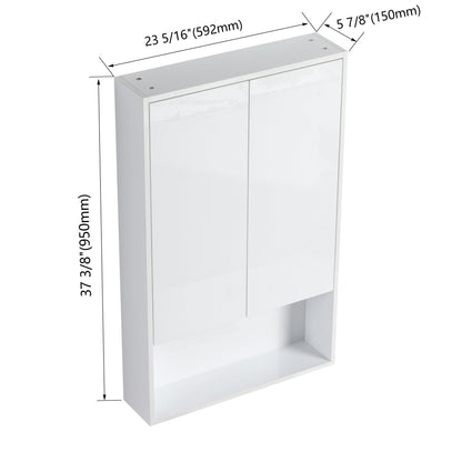 24" Bathroom Wall Cabinet, Soft Close Doors, Float Mounting Design,Glossy White,(KD-Packing)