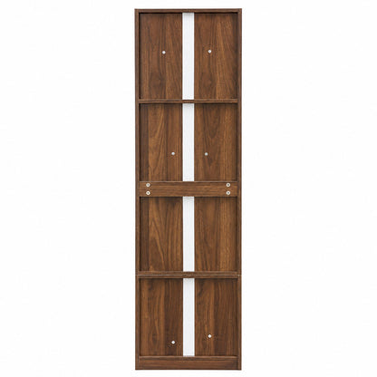 5-Tier Slim Tall Bookcase, Narrow Storage Cabinet with  Glass Flip Up Doors, Freestanding  Display Bookshelf, Vertical Corner Storage Organizer for Living Room, Bedroom, Home Office