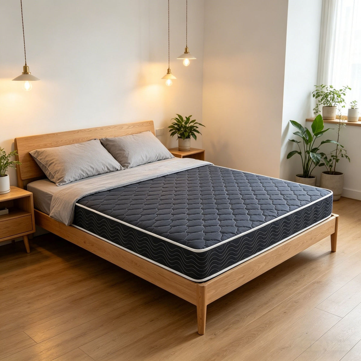6 Inch Waterproof Foam Mattress, Navy Blue Quilted Breathable Fabric, Twin Size