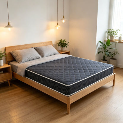 6 Inch Waterproof Foam Mattress, Navy Blue Quilted Breathable Fabric, Twin Size