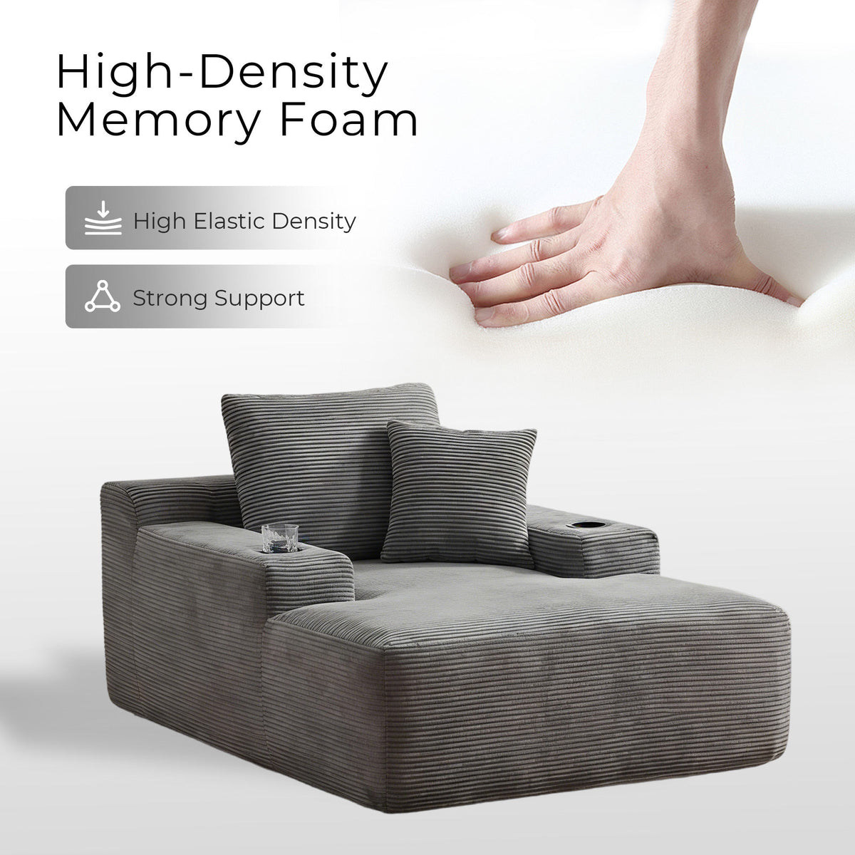 Morpheus Oversized Compressed Single Sofa,Grey