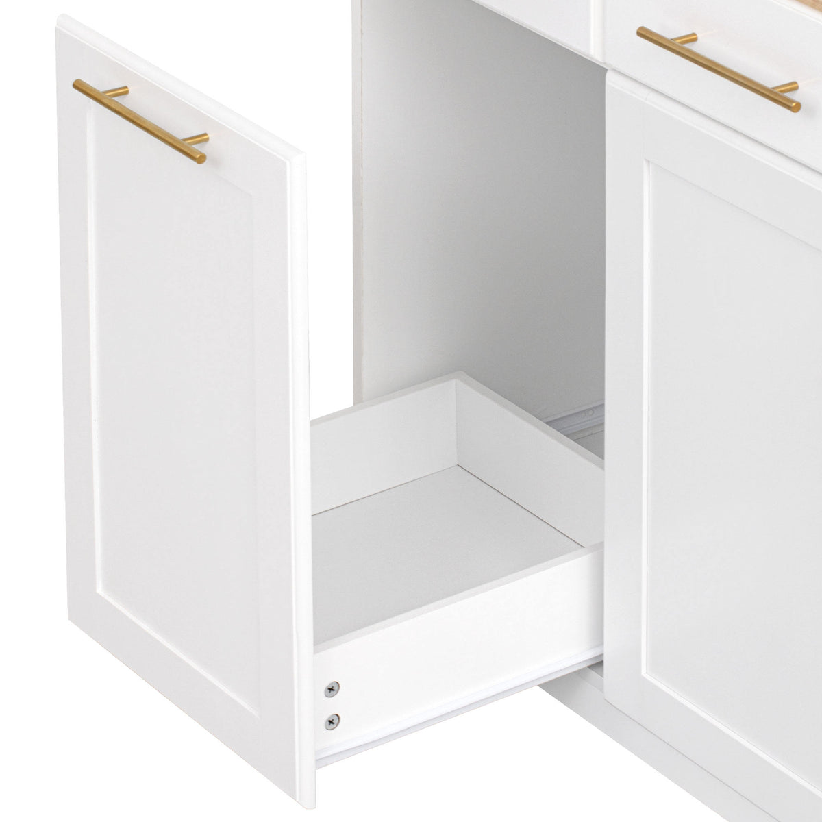 K&K 59.3" Kitchen Island with Storage 2 Pull Out Cabinet Organizers & Rubber Wood Drop Leaf, Rolling Kitchen Island with Trash Can Storage