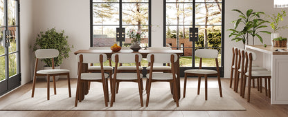 Solid Wood Dining Chairs Set of 4, Luxurious Chenille Upholstered Kitchen Chairs, Farmhouse Dining Room Chair with X-Shaped Metal Reinforcement, Beige