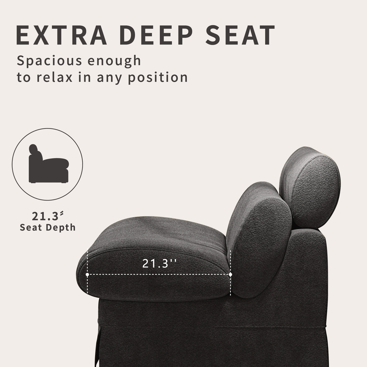 Minimalist Accent Chair with Solid Wood Frame, Soft Medium-Firm Chenille Upholstery, Ideal for Living Room, Bedroom, Balcony & Office Reading Nook