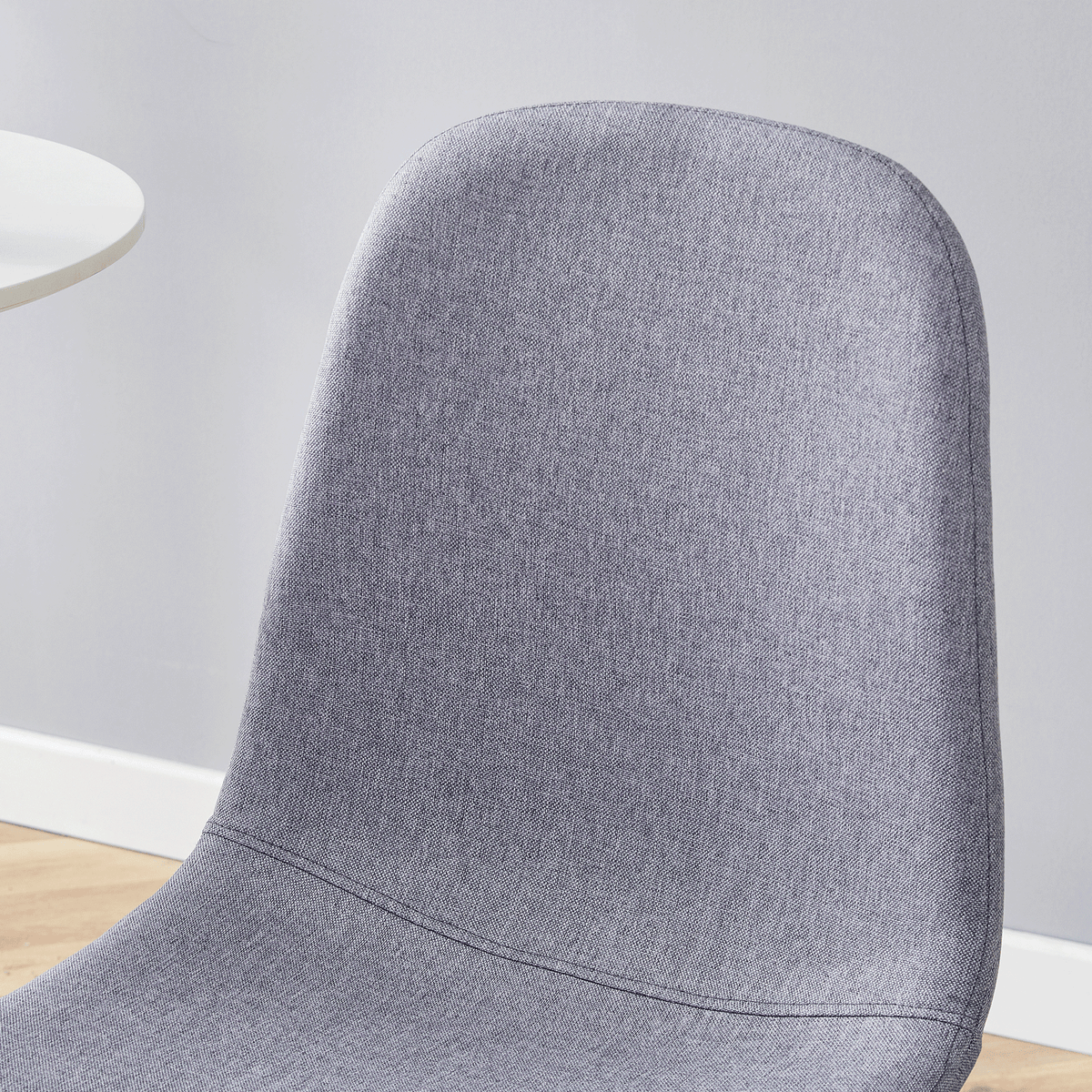 Luxury Simple Chair - Set of 4 Light Gray Linen-Cotton Material High Resilience Dining Chair with Metal Black Leg.Integral metal leg architecture,Suitable for various interior decoration styles.