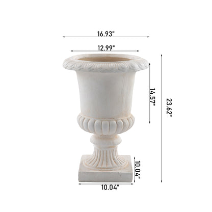 Classical Urn Shaped Planter Pot, MgO Faux Stone Decorative Flower Vase, Indoor & Outdoor Plant Container for Garden Patio Yard, Top Dia 16.93" x H 23.62"