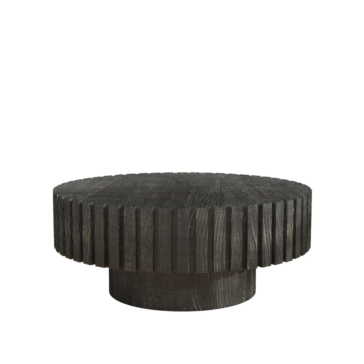 Modern minimalist circular black coffee table, 31.4-inch natural wood color and texture, space aesthetics suitable for easy assembly in living rooms, study rooms, and dining rooms