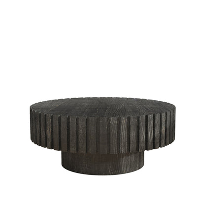 Modern minimalist circular black coffee table, 31.4-inch natural wood color and texture, space aesthetics suitable for easy assembly in living rooms, study rooms, and dining rooms