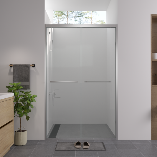 44-48'x76" Aluminum Frame Double Sliding Shower Door, Bypass Bathroom Sliding Door with Premium 1/4" Clear Tempered Glass – Model W2011P325514