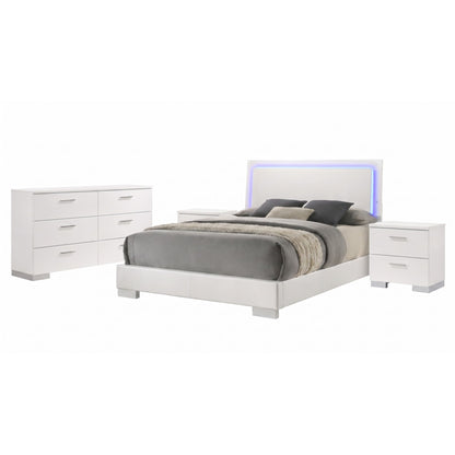 Zephyr White High Gloss Queen 4-Piece Bedroom Set