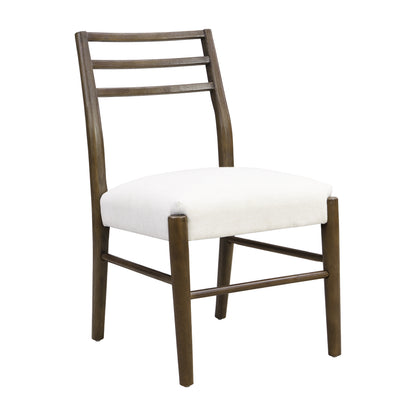 Farmhouse Style Dining Chair Set with Ladder Back Design in Beige Polyester Upholstery