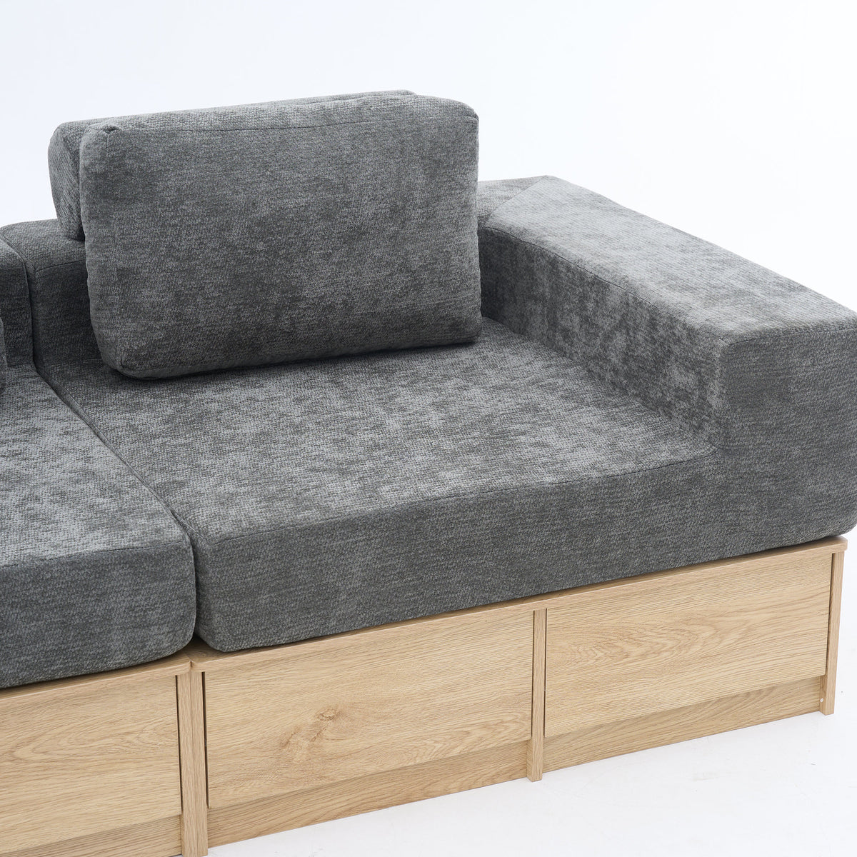 8-seat Modular Sectional Sofa with Storage Drawers, Multi-Functional L-Shaped Couch with Built-In Cabinet Base and Center Table Design, Convertible Combination Sofa Set, Modern Upholstered Sofa
