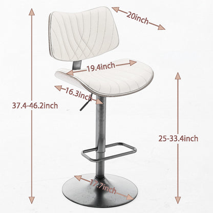 Walnut Bentwood Bar Stools Mid Century Modern Adjustable Counter Height Black Leather Upholstered 360°Swivel Bar Chairs for Kitchen – Model W1143P173514