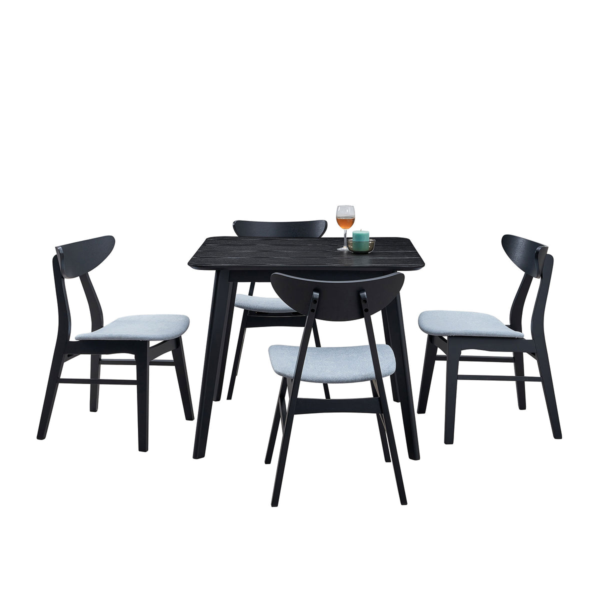 Wooden Dining Chairs Set of 2, Modern Soft Upholstered Kitchen Side Chairs, Wooden Frame Kitchen Chairs, Black