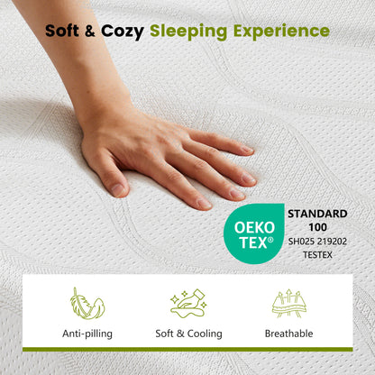 King Size Memory Foam Mattress, 12 Inch Bed Mattress, with Cooling Green Tea Gel, CertiPUR-US Certified, White