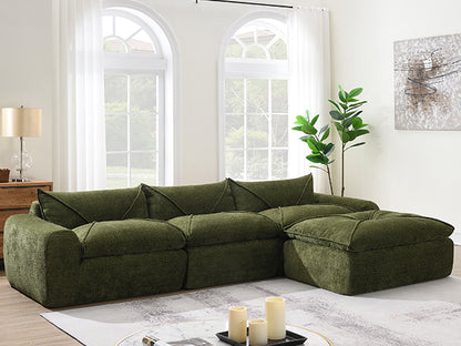 [VIDEO]116'' Fully Compressed Sofa with High Density Foam, Integrated Backrest&Seat Cushion, Decorative Edging – Green