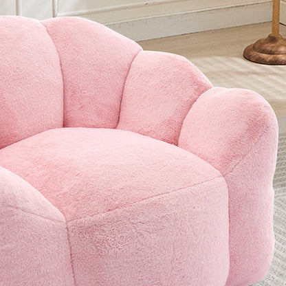 Lotus Style Compression Sofa Adult Bean Bag with Pull Ring in Pink Plush, 43.7 x 39.76 x 26.77 inches, No Installation Required