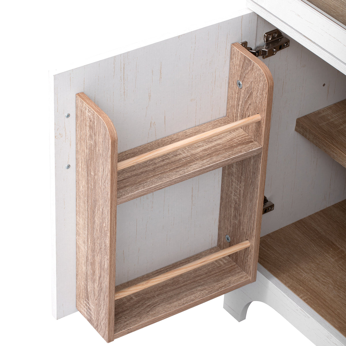 K&K 71" Tall Arched Kitchen Pantry Cabinet with Door Shelves, Farmhouse Kitchen Storage Cabinet with Open & Adjustable Shelves