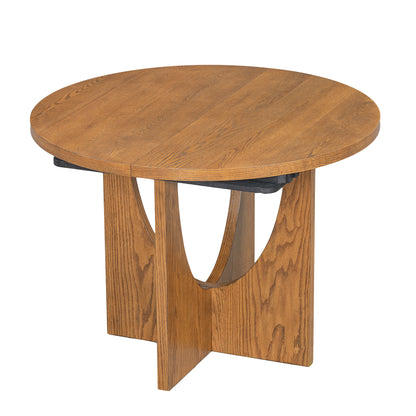 TOPMAX Modern 5-Piece Extendable Round Dining Table Set with 16.2inch Removable Leaf for Small Places, Walnut
