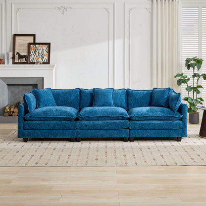 Cloud Sofa 3 Seats (Ottoman is not included), Modern Sectional Couch, Comfy Double Layer Upholstered Seat Cushion – Blue