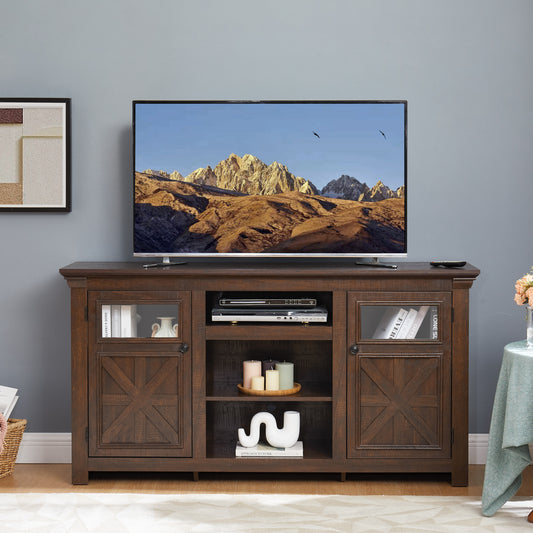 2 Doors Cabinet Farmhouse  Cabinet, Farmhouse TV Stand Barn Design,Modern Farmhouse TV Media Stand, Large Barn Inspired Home Entertainment Console,Espresso, 60.23'W*15.35'D*31.7'H