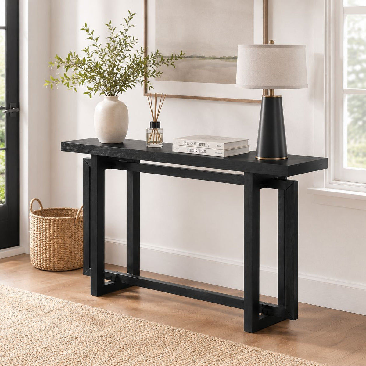 59' Narrow Console Table - MDF Entryway Sofa Table for Hallway, Living Room, Foyer with Space-Saving Design