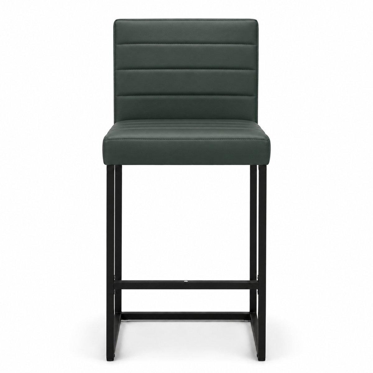 25.6 Inch Counter Height Bar Stools Set of 2 with PU Cushion and Back Modern Bar Chairs for Kitchen Island Counter with Metal Leg for Restaurant Dining Room Office, Green and Black.W2920P462102