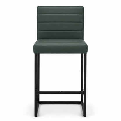 25.6 Inch Counter Height Bar Stools Set of 2 with PU Cushion and Back Modern Bar Chairs for Kitchen Island Counter with Metal Leg for Restaurant Dining Room Office, Green and Black.W2920P462102