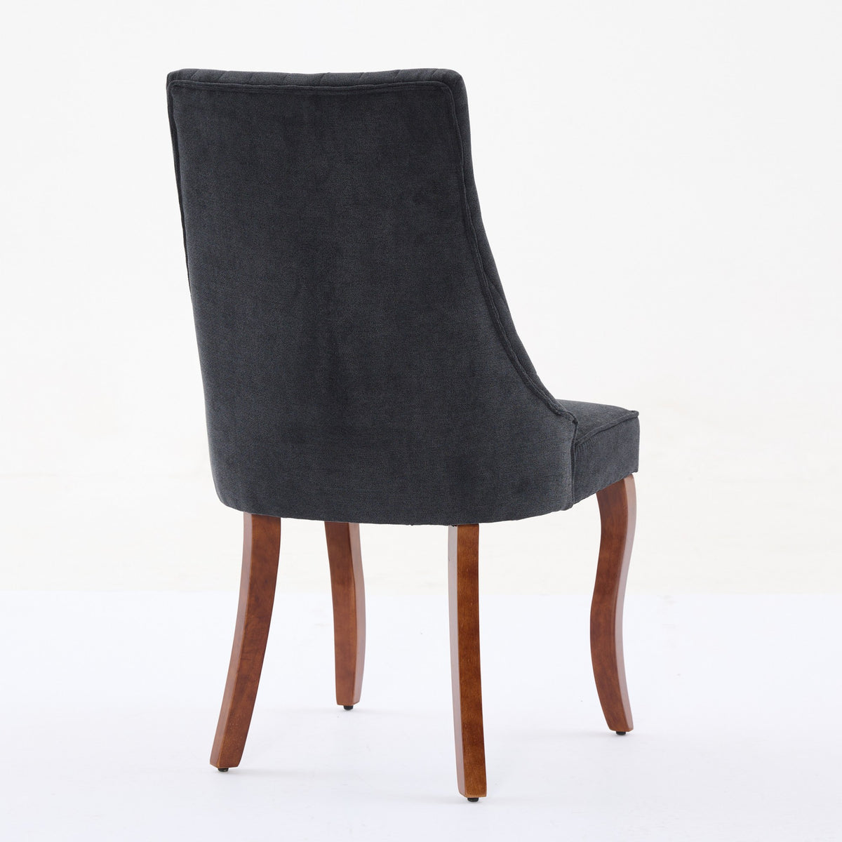 Rayon Cloth Flocking Linen Dining Chairs Channel Kitchen Dinner Chair Comfy Fabric Upholstered Accent Chair for Dining Room with Curved - Black