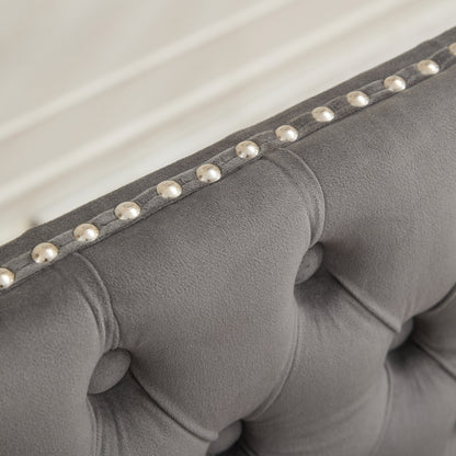 Velvet Double Dining Loveseat Bench, Kitchen & Dining Seating, 2-Seat Tufted Bench w/Handmade Buttons, Wing Back