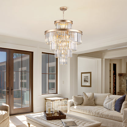 Golden Luxury Crystal Chandelier Modern Chandeliers Lights Fixture Hanging Pendant Light Fixture for Dining Room Bedroom Living Room Dia