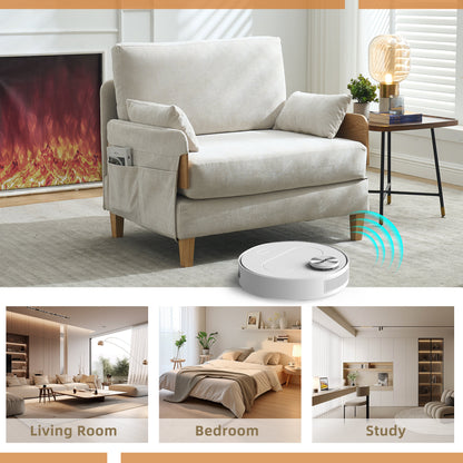 Foldable sofa bed recliner, 3-in-1 convertible sleeper, mid-century modern decor, suitable for small spaces, with three pillows, can be placed in the bedroom study room guest