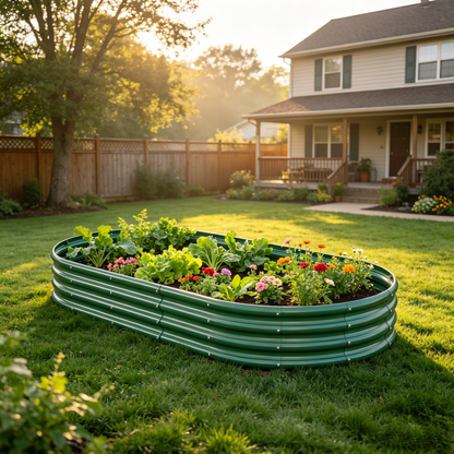 Galvanized Raised Garden Bed 8x4x1ft - Heavy Duty Metal Planter Box for Vegetables, Herbs & Flowers, Rust-Proof Outdoor Garden Bed with Large Capacity, Green, 1PCS