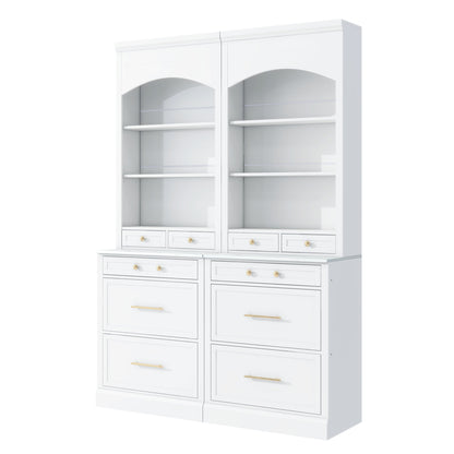 [Assembly Video Provided] TOPMAX Modern 83.7inch High Kitchen Pantry, Freestanding Tall Kitchen Hutch with Faux Marble Top – Model SP000075AAK