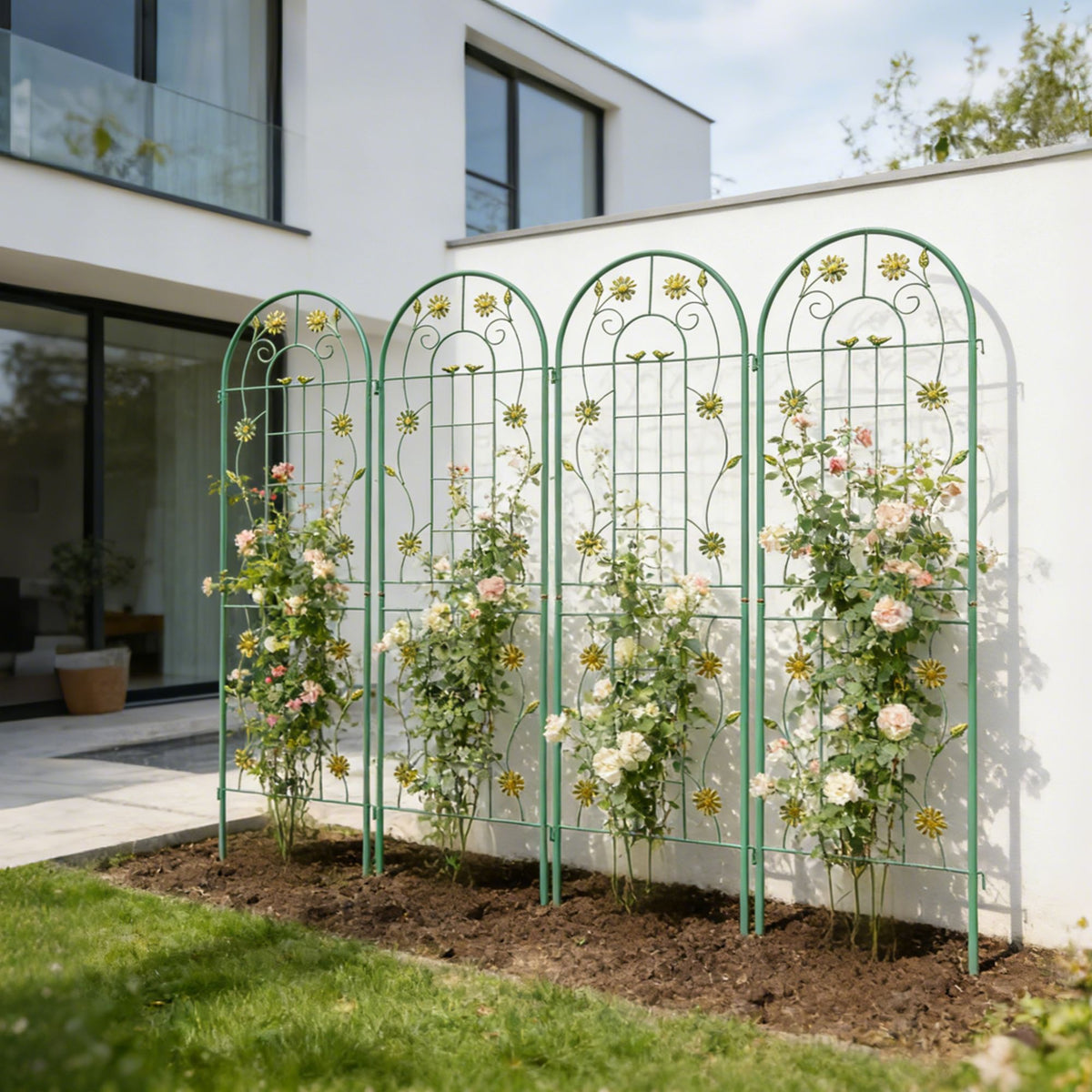 2 Pack Metal Garden Trellis 71' x 19.7' Rustproof Trellis for Climbing Plants Outdoor Flower Support Green